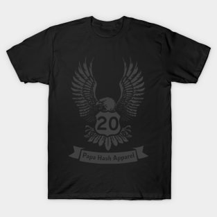 Papa Hash Apparel: 20 Eagle Black on Black T-Shirt